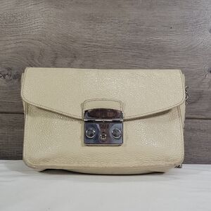 Laurent Effel Cream Italian Leather Crossbody Bag with Silver Hardware